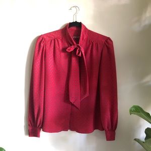 Vintage Sasson Paris Red Necktie Blouse